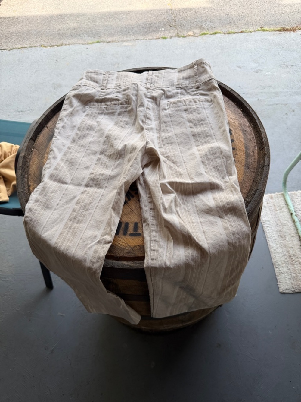 Soho Apparel Cream and Tan Striped Capris - Picture 7 of 8